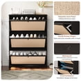 thumbnail image 4 of YOCWO Shoe Storage Cabinet with 3 Flip Doors for Entryway, Free Standing Linen Shoe Organizer with Open Shelf, Black, 4 of 6