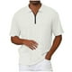 thumbnail image 2 of Blusa y camisa de manga corta con cuello vuelto para hombre, color liso, informal, holgada, con cremallera, de manga corta, con cuello vuelto, blusa de poliéster para hombre, 2 of 6