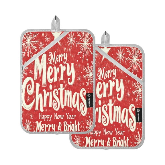 BZSMCE Pot Holder Oven Mitts Cooking baking Classical White Christmas Snowflake Patterned Creative Pattern Size:7x9.8in