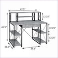 thumbnail image 5 of Desks, Modern 41.5"H x 47.5"W x 24.5"D Office Desk with Hutch, Open Shelves & Drawer | Black+Grey | Wood+Metal, 5 of 8