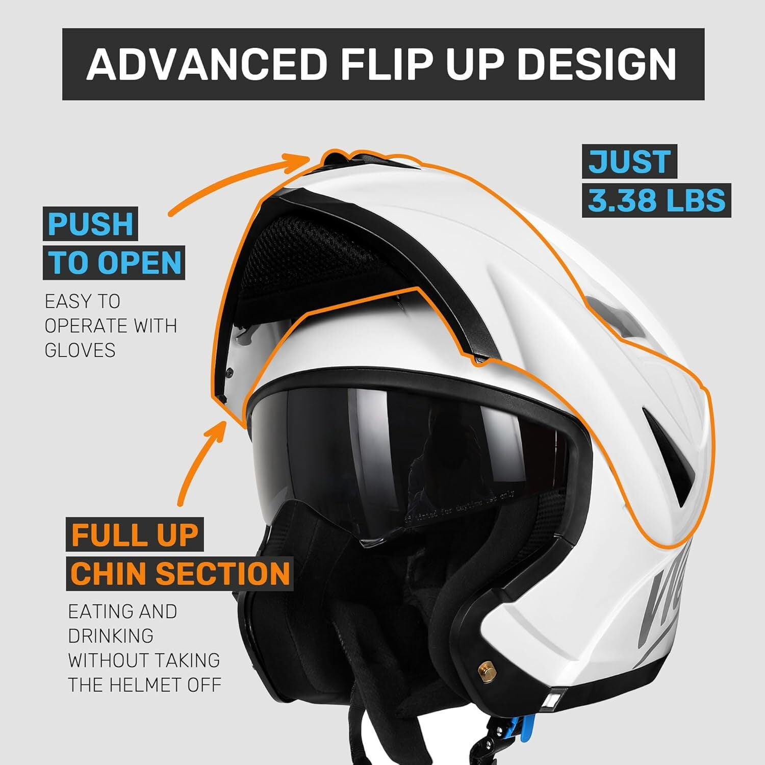 Westt Motorcycle Helmets Modular ATV Helmet with Dual Visor for Men & Women Full Face Helmet Flip Up, DOT Approved