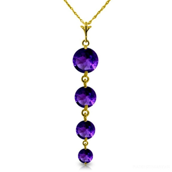Galaxy Gold GG 14K Yellow Gold Amethyst Pendant Necklace - February Birthstone - Peace & Wisdom - 16" to 24" - Fine Jewelry for Women