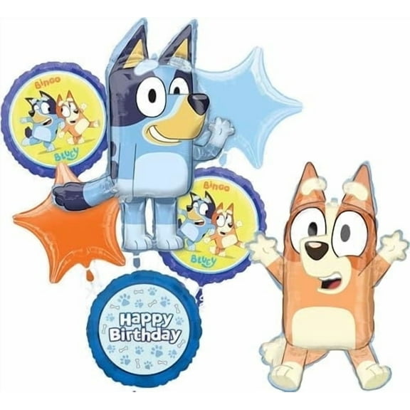 Bluey and Bingo Birthday Party Supplies Balloon Bouquet Decorations 7pc