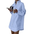 thumbnail image 2 of Duoif Womens Dresses, Shirt Dress Collar Top, V-Neck Long Sleeve Dresses for Women Sky Blue S, 2 of 9