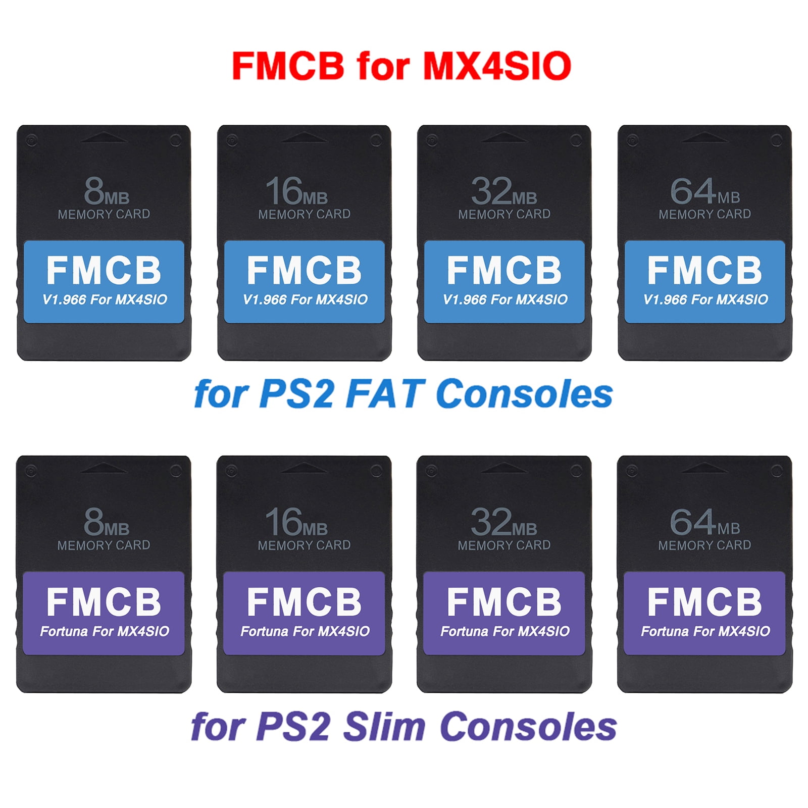 NEW FMCB Card V1.966 and Fortuna for PS2 MX4SIO SIO2SD SD TF Adapter  Installed OPL