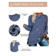 thumbnail image 2 of LANREMON Womens plus size tops long sleeve shirts tunic fall Blouse Side Split Pullover crew neck shirts fashion 2024 Oversized Flowy Casual clothes blue, 2 of 5