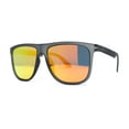 thumbnail image 2 of Polarized Hipster Flat Top Horn Rim Light Weight Slick Sunglasses Slate Orange Mirror, 2 of 4