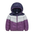 thumbnail image 4 of CPNG Boys Girls Zip Up Colour Block Coats Lightweight Padded Down Jacket Warm Packable Hooded Winter Outerwear Puffer Hooded Jackets with Pockets, 4 of 4