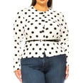 thumbnail image 5 of Women's Plus Size Collarless Button Down Jacket with Belt Accent, 5 of 7