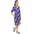 thumbnail image 2 of Bimba Royal Blue Floral Print Women Turn-Down Collar Sleepshirt Night Dress - 6, 2 of 5