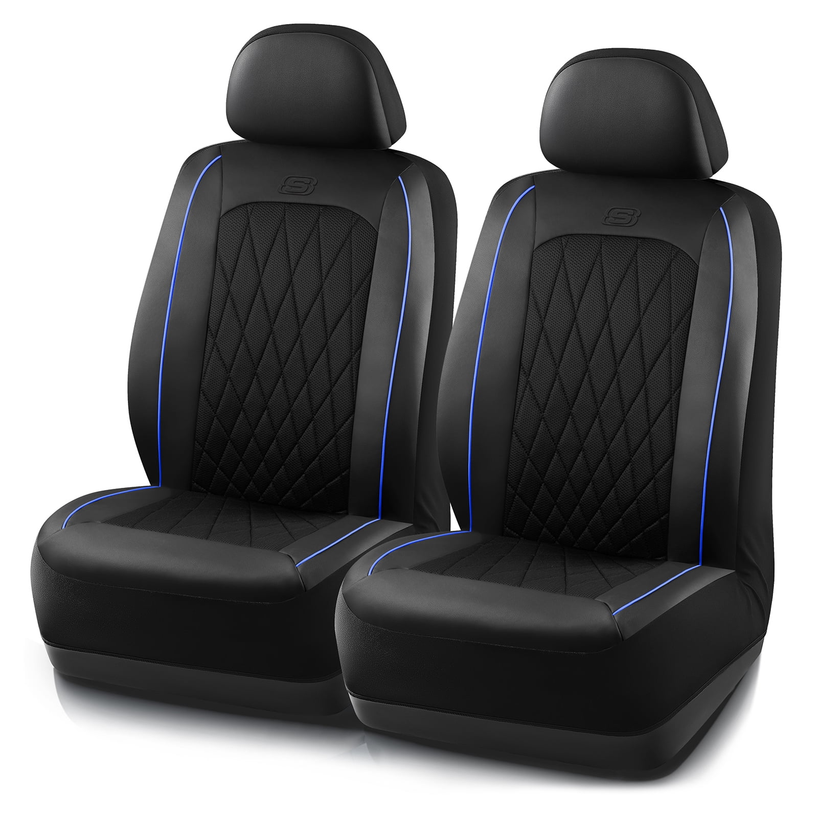 Skechers Car Seat Covers , Air-Cool Design Memory Foam Seat Covers, Piping Leather Mesh Car Seat Cover,Airbag Compatible,Automotive Comfort Universal FitMost Cars,Vans,Truck,SUV,Beige Front Set