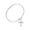 thumbnail image 2 of 7 inch Oval Eye Hook Bangle Bracelet w/ Cross medal charm w/ December Blue Swarovski Crystal, 2 of 3