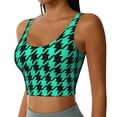 thumbnail image 2 of Zufioo Green and Black Houndstooth Print Women's Sports Vest, U-shaped Removable Chest Pad Sports Backless Top, Suitable for Fitness and Bodybuilding, Leisure and Daily Life-Medium, 2 of 8