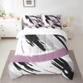 thumbnail image 2 of Black Grey Pink Bed in a Bag 7 Piece Brush Strokes Oil Painting Queen Bedding Sets, Gradient Abstract Vintage Comforter Set Ombre Graffiti Bedding Comforter Sets, Modern Bed Set, 2 of 4