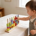 thumbnail image 1 of Blinkol Wooden Color Sorting Stacking Toy Counting Game for Birthday Gift Boys Girls 5 Colors, 1 of 9