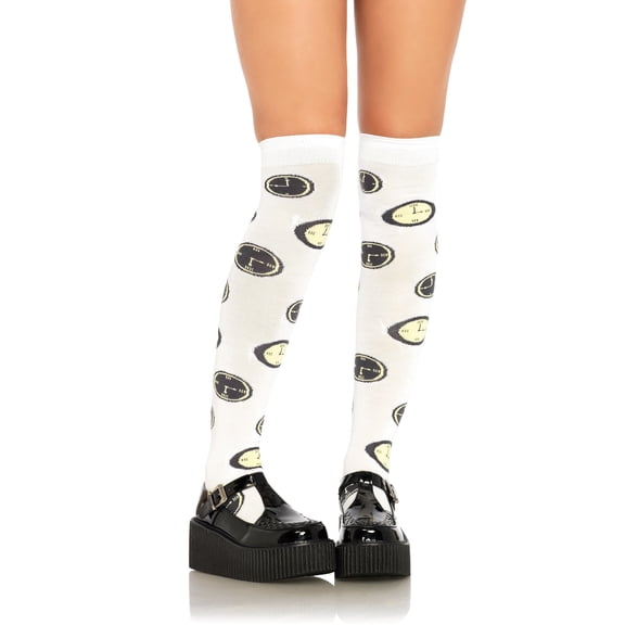 Women's Tick Tock Thigh High Socks, One Size