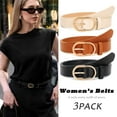 thumbnail image 5 of REDESS Belts for Women with Fashion Gold Buckle Leather Belts for Jeans Pants Dress,3 Pack, 5 of 7