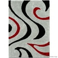 thumbnail image 2 of Allstar Grey Shaggy Area Rug with 3D Red and Black Lines Design. Contemporary Formal Hand Tufted (5' x 7'), 2 of 6