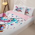 thumbnail image 3 of Castle Fairy Baseball Ice Cream Zipper Full Size Comforter Sets with Fitted Sheet and 2 Pillowcases, Sport Theme Splash Zipper Bedding Set, Pink Blue White,4pcs,Pink Reversible, 3 of 6