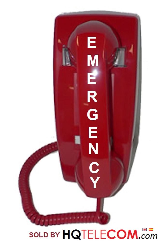Emergency Wall Telephone Preprogrammed to Auto Dial 911 RED