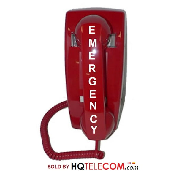 Emergency Wall Telephone Pre-programmed to Auto Dial 911 - RED