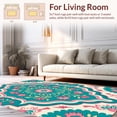 thumbnail image 2 of ODIKA 4'x6' Machine Washable Non-Slip Area Rug, Retro Mosaic Dreamscape Featuring Interlocking Floral Motifs High Traffic Rug, Teal, 448174, 2 of 5