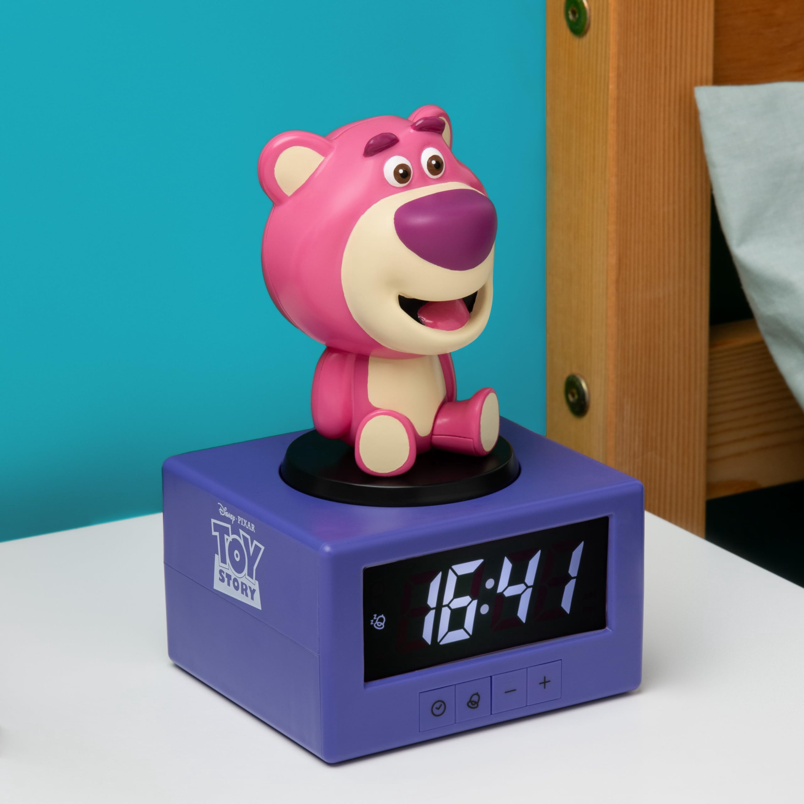Toy Story Lotso Digital Alarm Clock with Night Light & Music – Officially Licensed Disney Pixar Bedroom Clock for Kids – Battery Powered – Fun Gift Idea & Cute Room Decor | Paladone