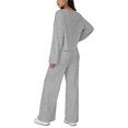 thumbnail image 4 of Enjoytime Two Piece Sets for Women Solid Color Crewneck Long Sleeve Tops with Pants Loungewear Matching Comfy Casual Outfits, 4 of 6