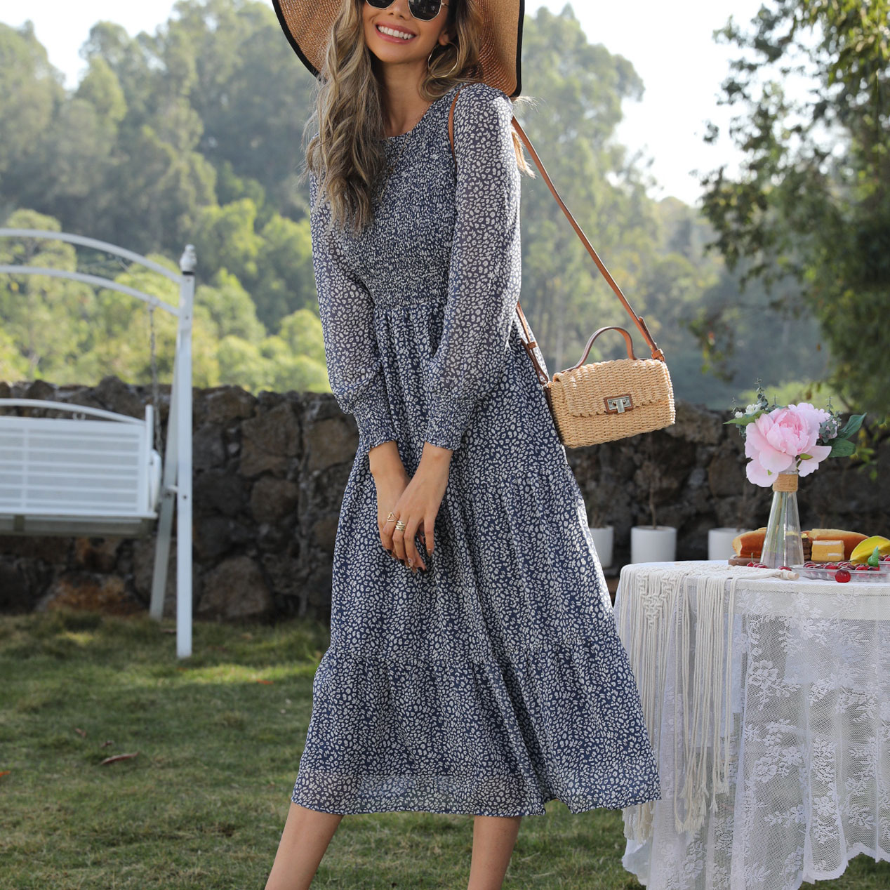 floral ruffle tiered dress