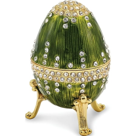 Fashion Bejeweled Regal Green (Plays Swan Lake) Musical Egg (2.5 X 2.5) Made In China bj2063