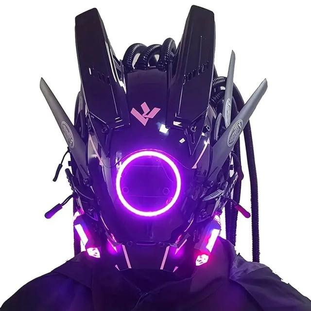 Fiudx Máscara Led Punk, Diseño de Correa Ajustable, Material Artesanal Único, Ajuste Cómodo, Visión Nítida, Accesorio de Cosplay de Edición Limitada, Ideal para Festivales, Unisex, Incluye 1 Máscara.