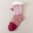 thumbnail image 2 of Fabrcox Unisex Fuzzy House Slipper Socks, Soft Plush Color Block, Non Skid Grips Fluffy Winter Indoor Crew Socks for Sleeping at Home, 2 of 9