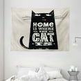 thumbnail image 1 of Funny Words Tapestry, Tongue-in-Cheek Black Cat Figure with Inspirational Quote Stained Backdrop, Wall Hanging for Bedroom Living Room Dorm Decor, 80W X 60L Inches, Black and Beige, by Ambesonne, 1 of 2