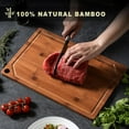 thumbnail image 3 of Wood Cutting Boards for Kitchen, Heavy Duty Bamboo Cutting Board with Juice Groove, Bamboo Chopping Board Set for Meat, Vegetables - 18" x 12", 3 of 7