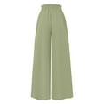 thumbnail image 4 of Lixiuxyad Women Flowy Long Pants Drawstring High Waist Casual Wide Leg Long Palazzo Pants Trousers Green, 4 of 5