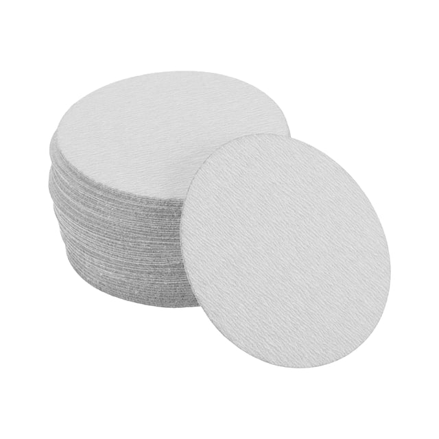Discos de lija Unique Bargains, 3.94" 320 grano para reparación automotriz, papel de lija redondo con gancho y bucle de óxido de aluminio blanco, 50 piezas
