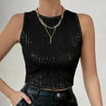 thumbnail image 3 of SNKSDGM Female Womens Tank Tops Athletic Fitted Women's Tank Tops Women Fashion Solid Sequin Casual Sexy Crewneck Sleeveless Vest L, 3 of 6