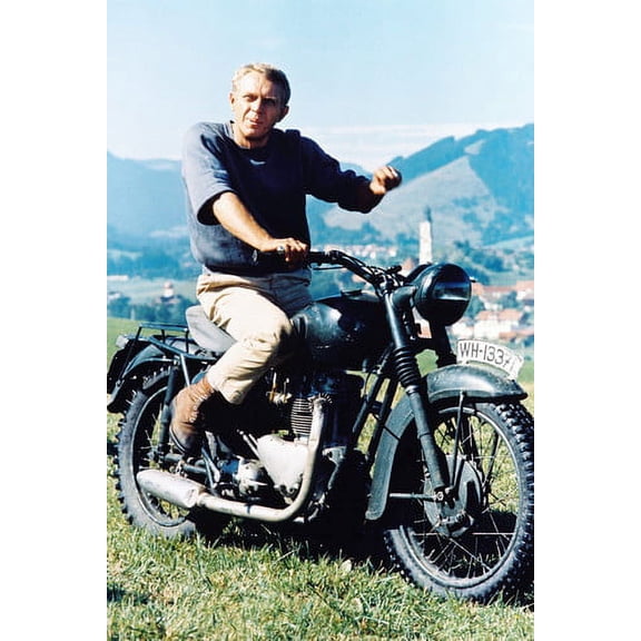 The Great Escape Steve Mcqueen Bike Hills 24x36 Poster