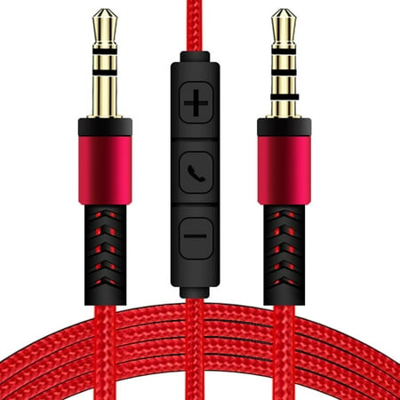 Xinyolin Audio Cable 1.2m Gold Plated Plug Volume Control 3.5mm Male to Male AUX Cord with Mic for Car Speaker
