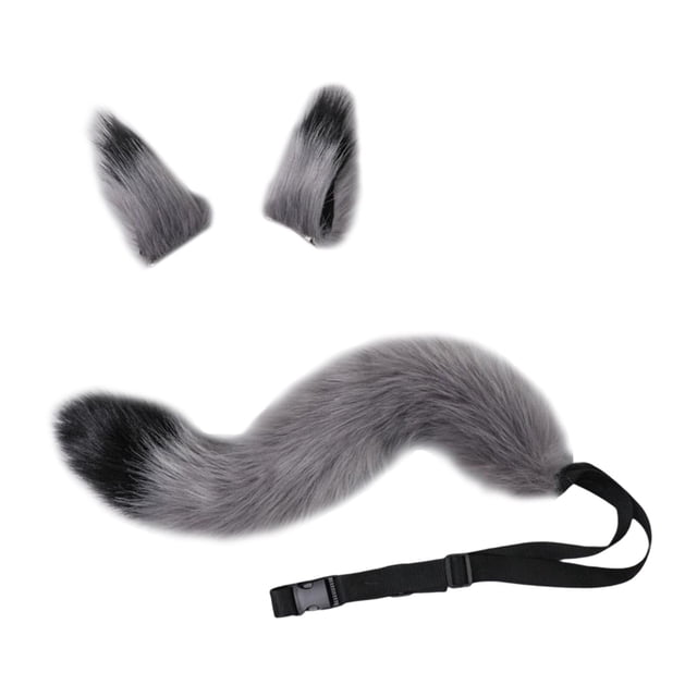 Disfraz de gato Yinane Traje de juego de cosplay Cola de orejas para Adultos Gris