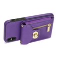 thumbnail image 3 of K-Lion for Apple iPhone XS/X Wallet Case, Luxury PU Leather Zipper Purse Crossbody Shoulder Strap Flip Case for Women Girls Card Holder Cash Slot Shockproof Protective Phone Cover, purple, 3 of 6