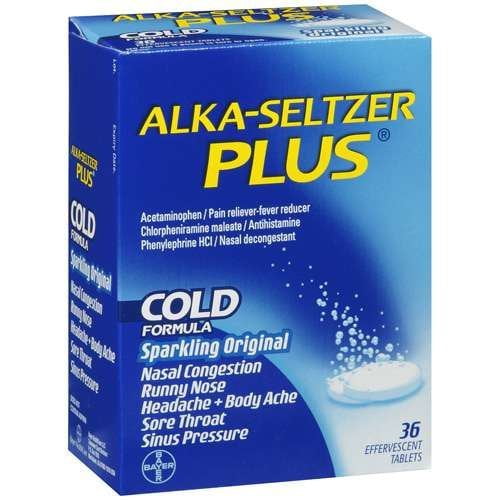 Alka-Seltzer Plus Cold Medicine, Original Effervescent Tablets - 36 Ea ...