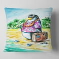 thumbnail image 2 of Designart Penguin Enjoying Holidays on Beach - Cartoon Animal Throw Pillow - 18x18, 2 of 5