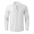 thumbnail image 3 of CONZONE Mens Cotton Linen Shirts Long Sleeve Buttons Down Shirts for Men Trendy Solid Color Lapel Soft Lightweight Summer Tops, 3 of 5