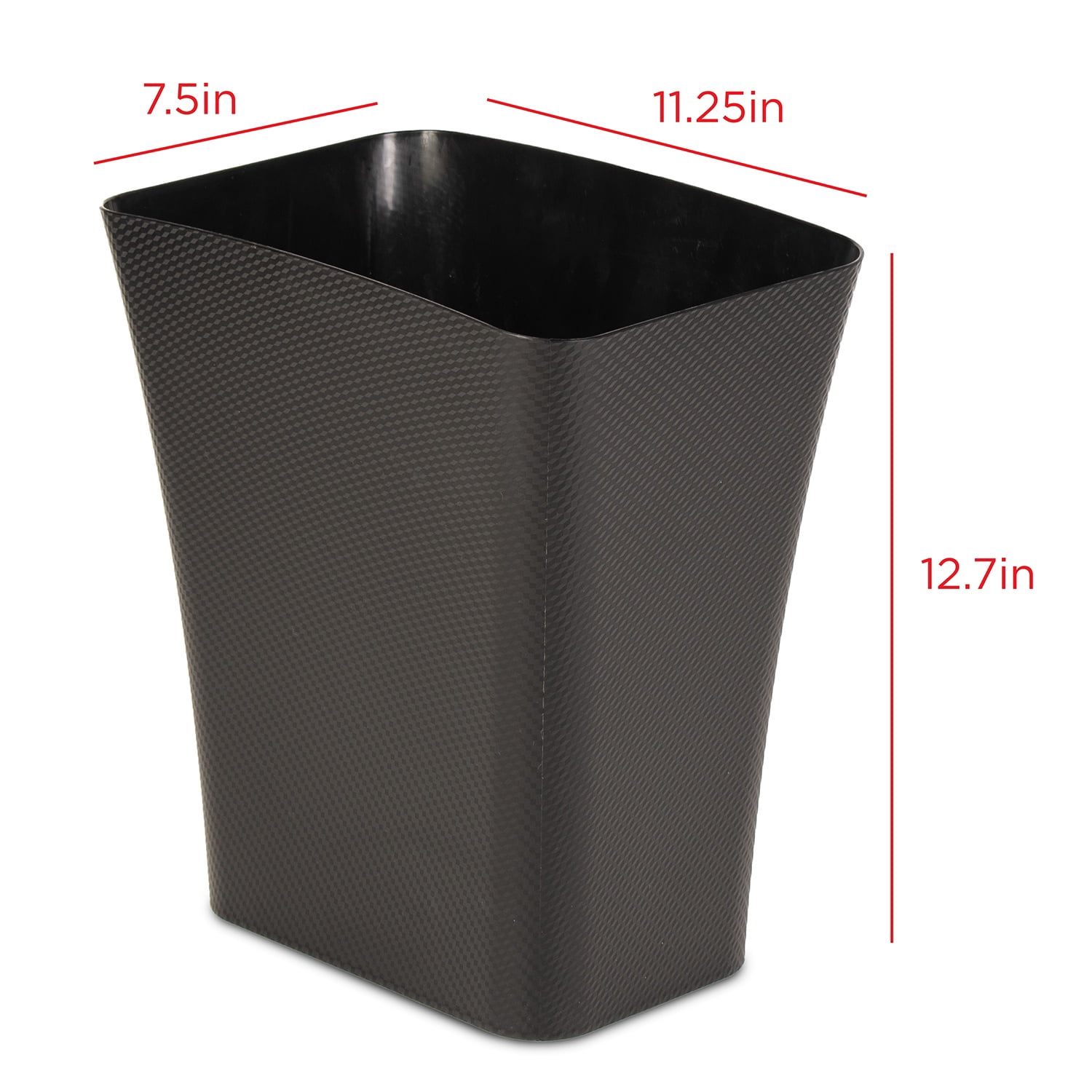 CLOROX Bathroom Trash Can, 3.1 Gallon Anti-Microbial Small Garbage Bin with no Lid, Black