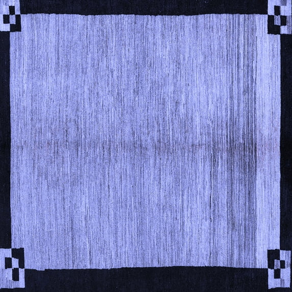 Ahgly Company Machine Washable Indoor Square Oriental Blue Modern Area Rugs, 6' Square