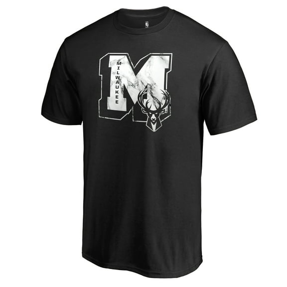 Men's Black Milwaukee Bucks Letterman T-Shirt