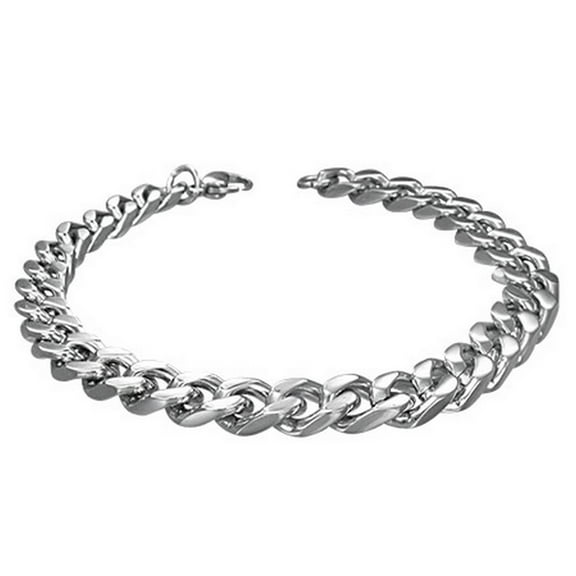 Stainless Steel Curb Cuban Link Mens Bracelet 8.5"