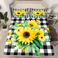 thumbnail image 2 of Homewish Classic Geometric Plaid Twin Sheet Sets,Summer Plant Sunflower Twin Fitted Sheet,Rustic Flower Floral Flat Sheet For Teens,Ultra Soft Home Decor,3-Piece, 2 of 7