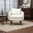 thumbnail image 4 of Modern Accent Chair Lounge Chair,Armchair with Wood Frame and Legs,Leisure Barrel Chair for Living Room Home Office,Beige, 4 of 7